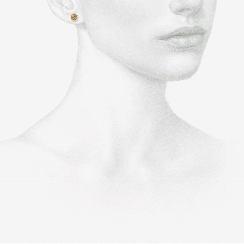 NICOLE LANDAW 14K & GREEN TOURMALINE ENCASED FLOWER STUDS