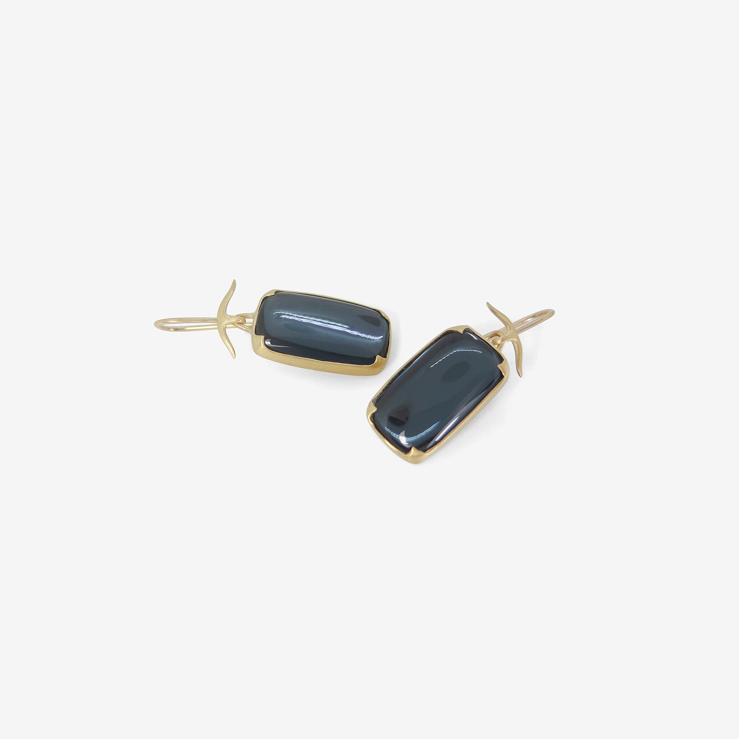 GABRIELLA KISS 18K & CUSHION-SHAPED BLUE TOPAZ OVER HEMATITE EARRINGS