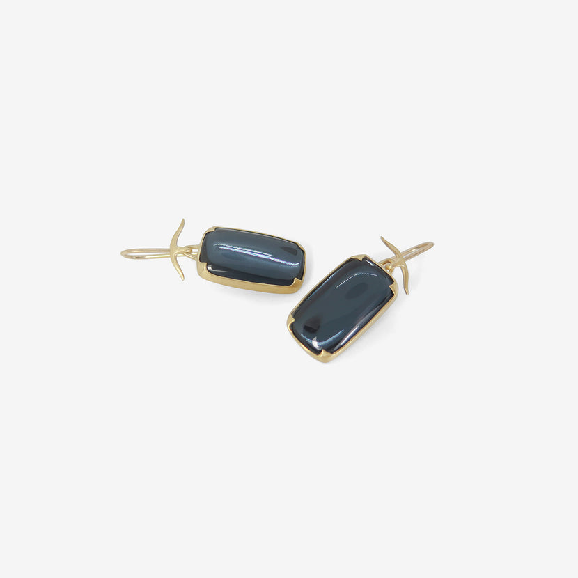 GABRIELLA KISS 18K & CUSHION-SHAPED BLUE TOPAZ OVER HEMATITE EARRINGS