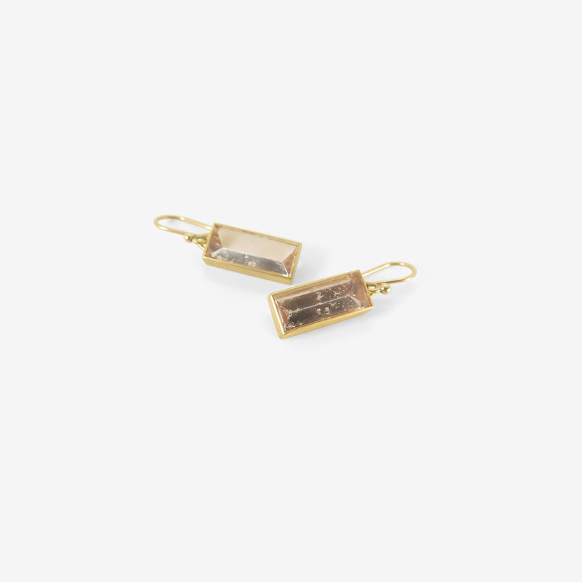 GABRIELLA KISS 18k & RECTANGULAR FACETED PINK BERYL EARRINGS