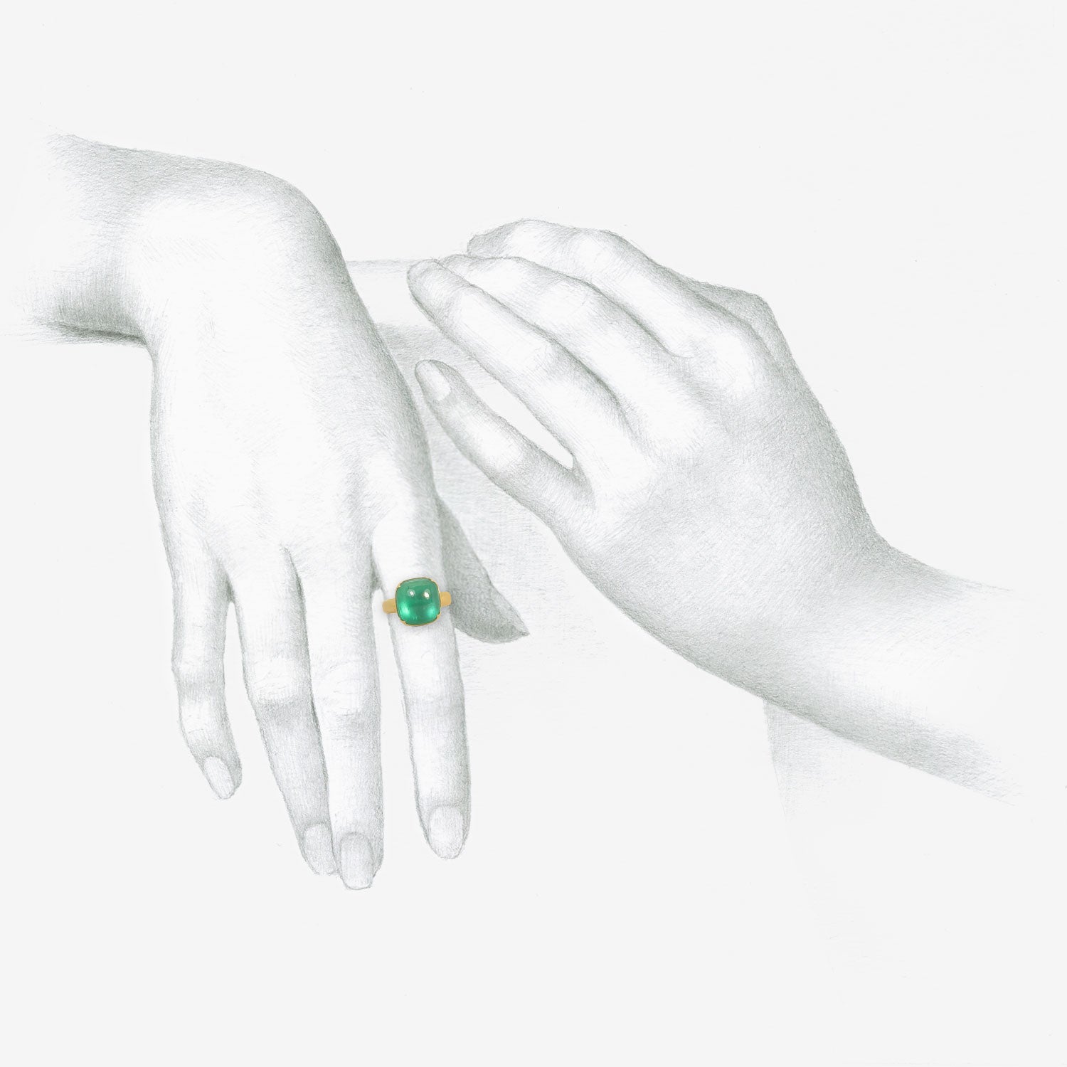GABRIELLA KISS 18K & CUSHION-SHAPED COLOMBIAN EMERALD RING, 6CT