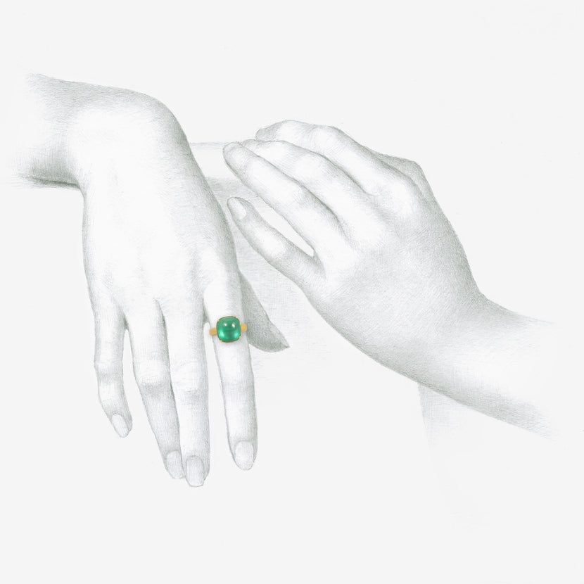 GABRIELLA KISS 18K & CUSHION-SHAPED COLOMBIAN EMERALD RING, 6CT
