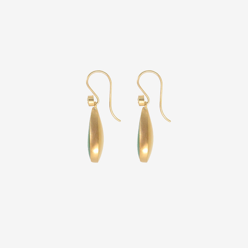 LOLA BROOKS 22K & PEAR-SHAPED COLOMBIAN EMERALD EARRINGS WITH DIAMONDS