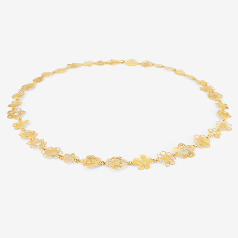 JUDY GEIB 18K SMALL FLOWERY CHAIN NECKLACE