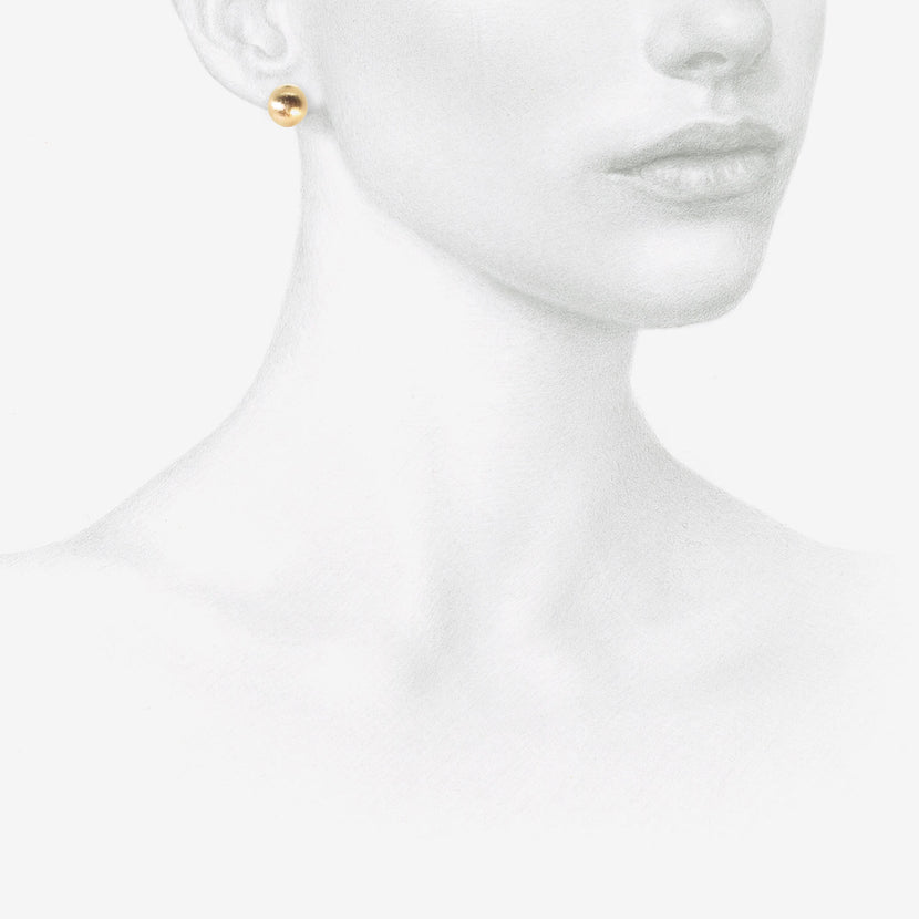 NICOLE LANDAW 14K HAZELNUT EARRINGS WITH HEWN FINISH