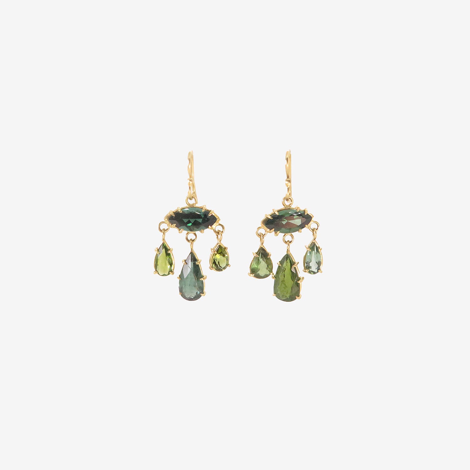 ROSANNE PUGLIESE 18K & GREEN TOURMALINE GIRANDOLE EARRINGS