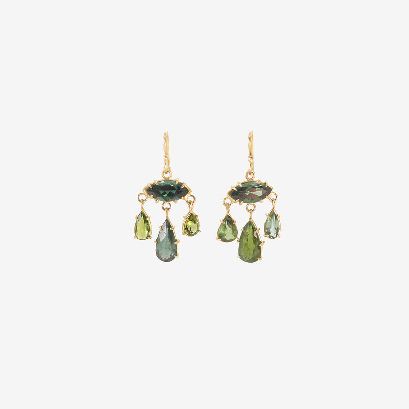 ROSANNE PUGLIESE 18K & GREEN TOURMALINE GIRANDOLE EARRINGS
