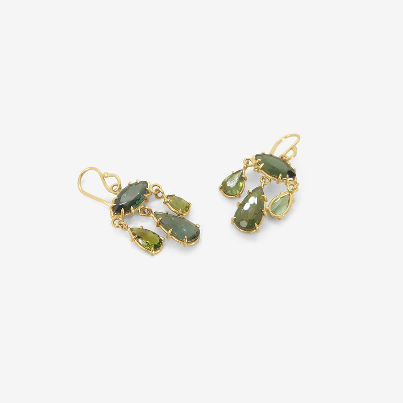 ROSANNE PUGLIESE 18K & GREEN TOURMALINE GIRANDOLE EARRINGS