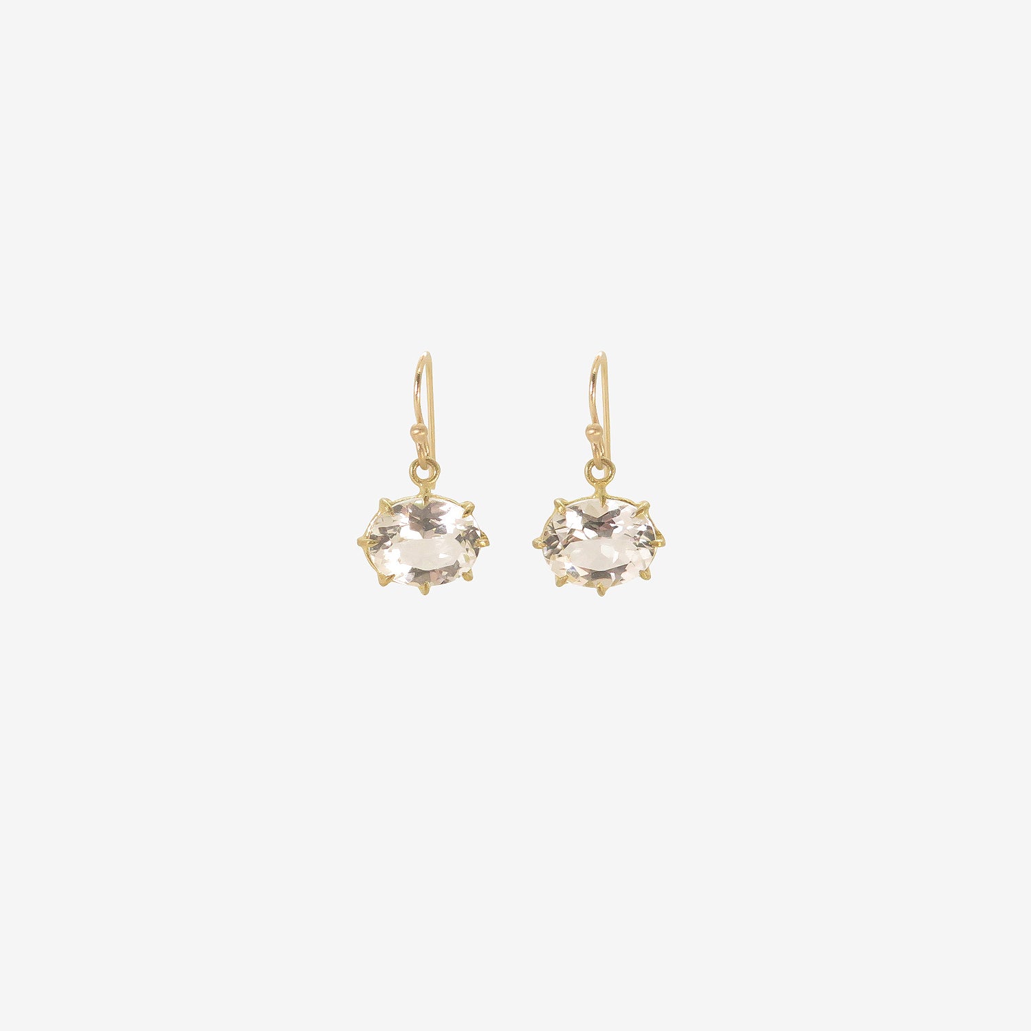 ROSANNE PUGLIESE 18K & SMALL OVAL WHITE TOPAZ EAST / WEST EARRINGS