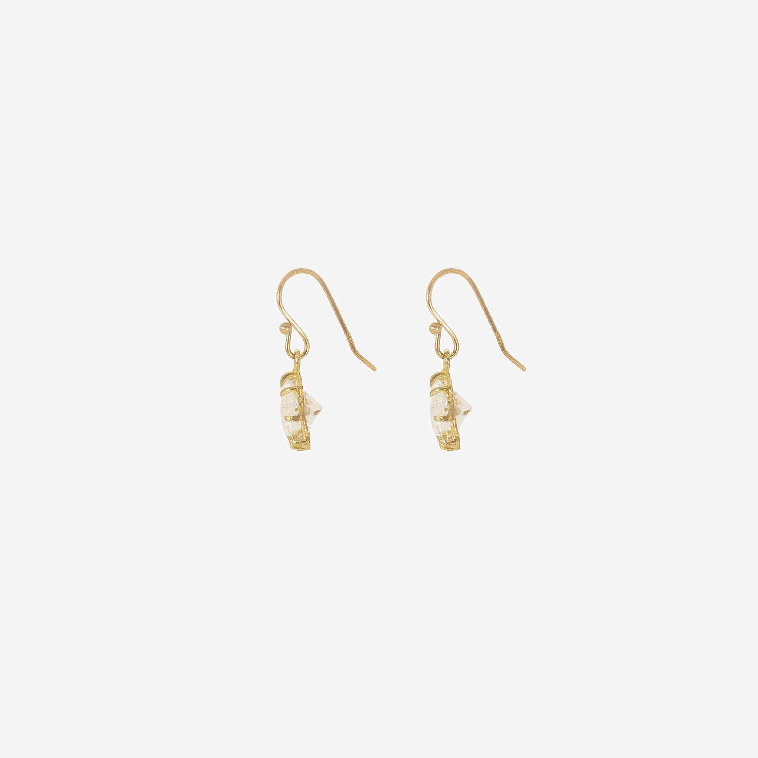 ROSANNE PUGLIESE 18K & SMALL OVAL WHITE TOPAZ EAST / WEST EARRINGS