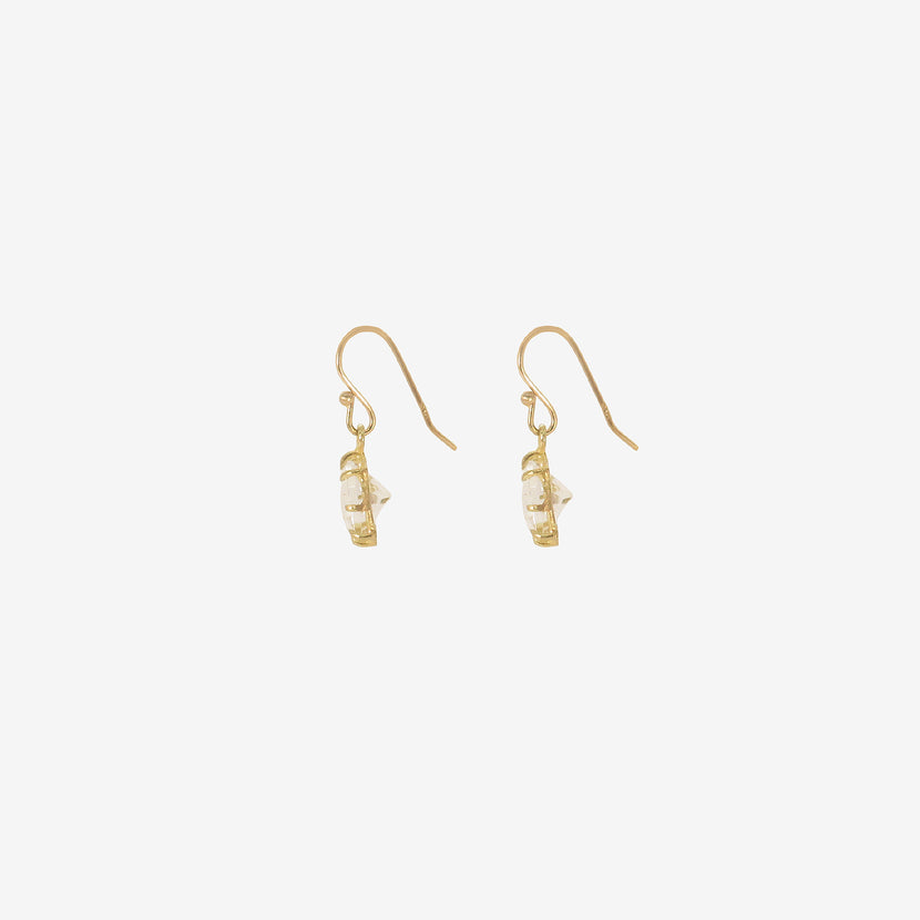 ROSANNE PUGLIESE 18K & SMALL OVAL WHITE TOPAZ EAST / WEST EARRINGS