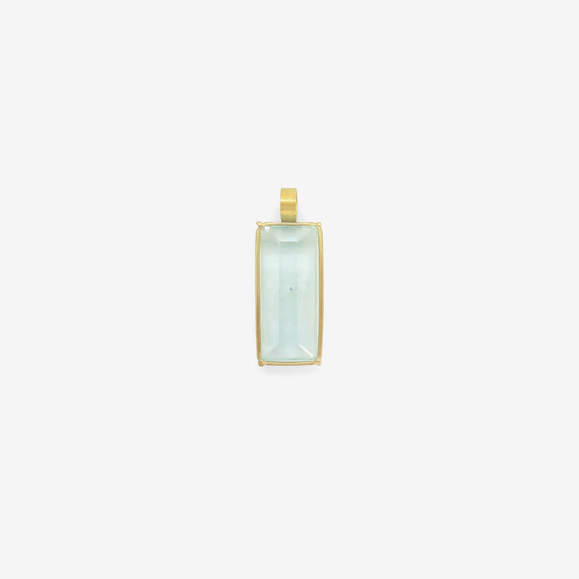 ROSANNE PUGLIESE 22K & EMERALD-CUT BLUE BERYL PENDANT