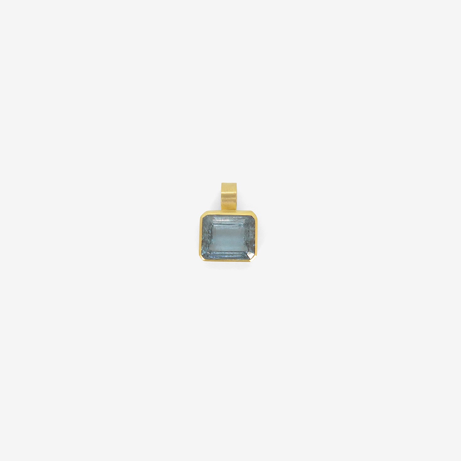 ROSANNE PUGLIESE 22K & DEEP BLUE EMERALD-CUT AQUAMARINE PENDANT
