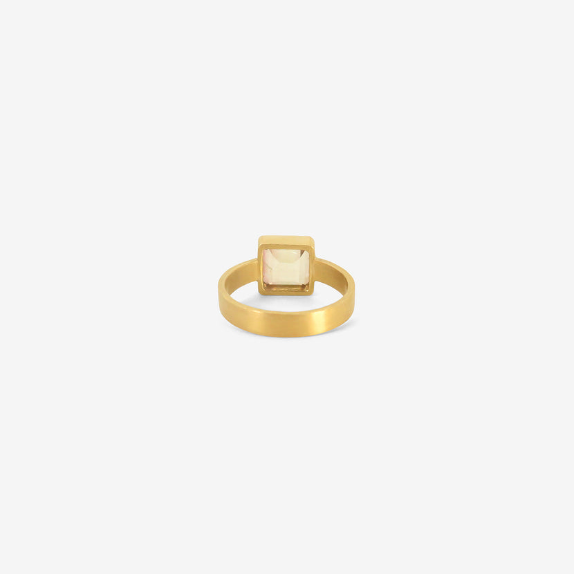ROSANNE PUGLIESE 22K & FACETED SQUARE PEACH TOURMALINE RING, 3CT