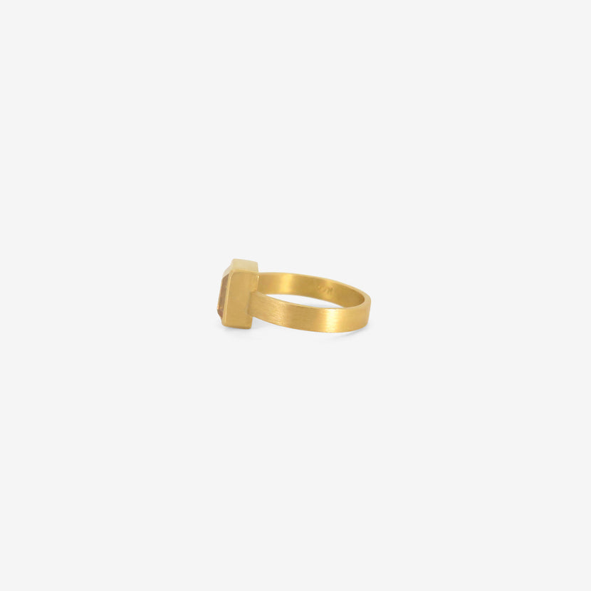 ROSANNE PUGLIESE 22K & FACETED SQUARE PEACH TOURMALINE RING, 3CT