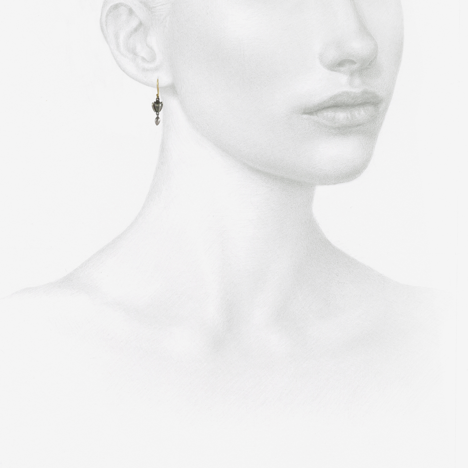 GABRIELLA KISS STERLING SILVER BUCKWHEAT WITH SEED EARRINGS