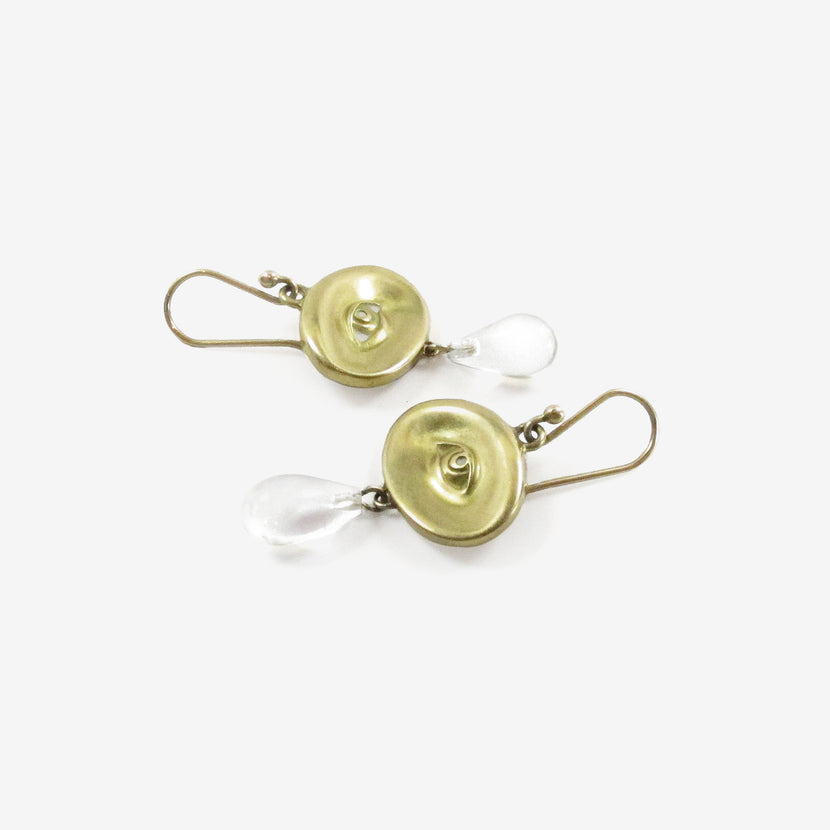GABRIELLA KISS 18K EYE EARRINGS WITH CRYSTAL DROPS