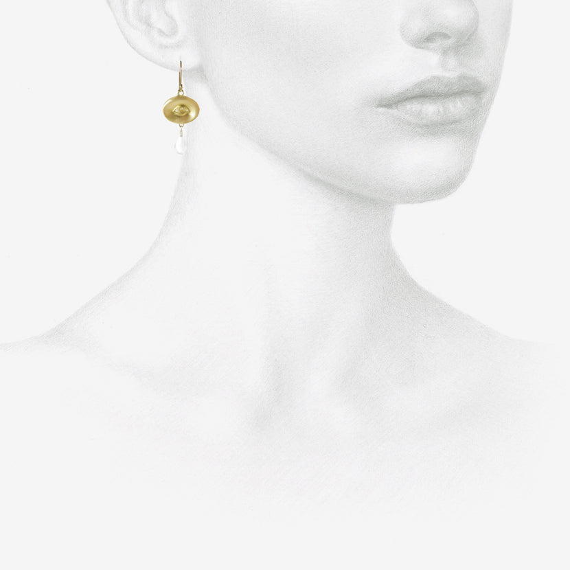 GABRIELLA KISS 18K EYE EARRINGS WITH CRYSTAL DROPS