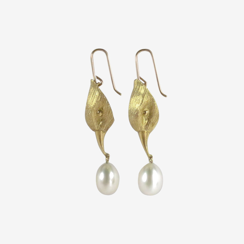 GABRIELLA KISS 18K BIRD HEAD EARRINGS WITH PEARL EGGS