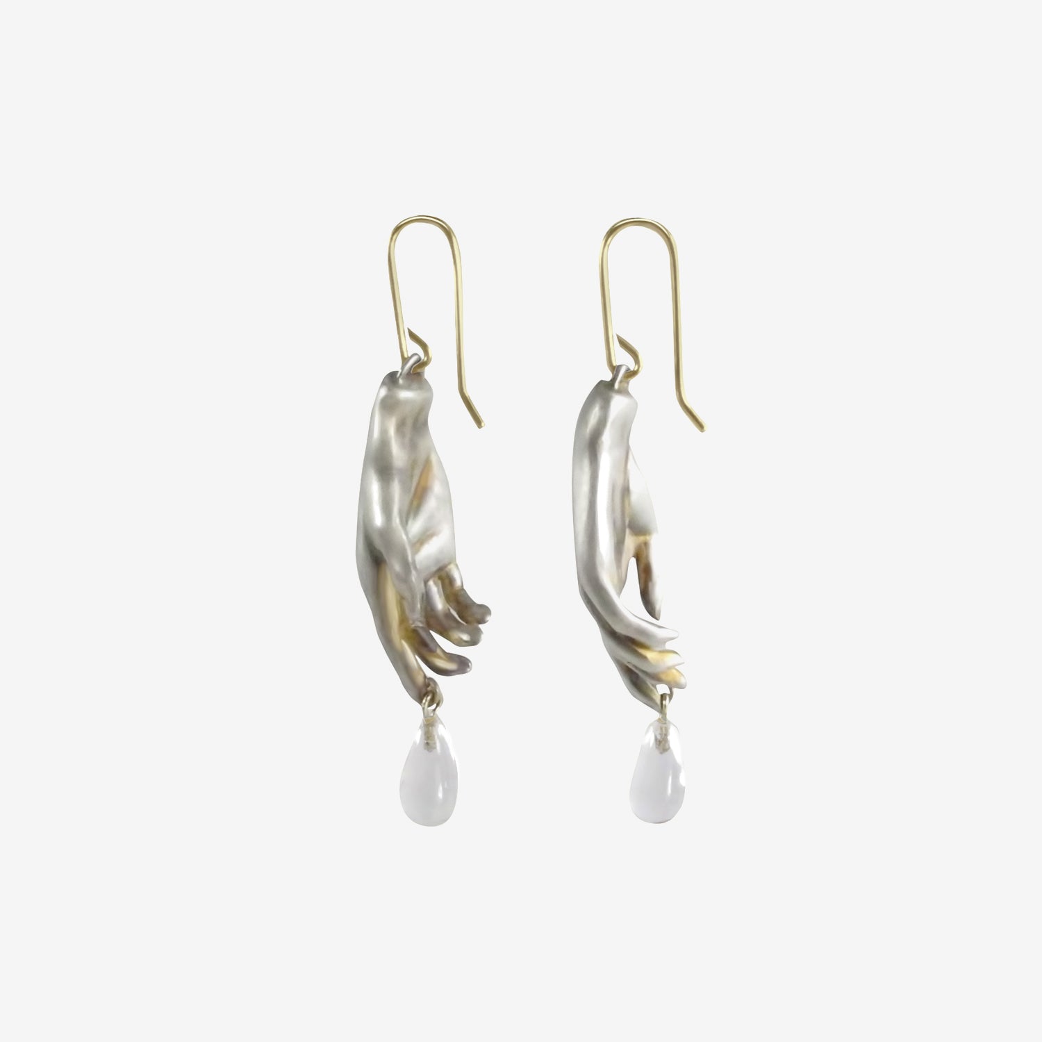 GABRIELLA KISS STERLING SILVER HAND EARRINGS WITH CRYSTAL DROPS