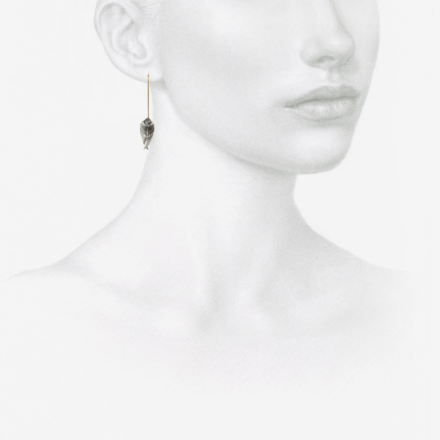 GABRIELLA KISS STERLING SILVER SLEEPING BIRD EARRINGS WITH WHITE PEARLS