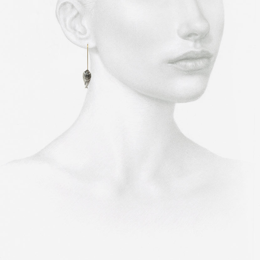 GABRIELLA KISS STERLING SILVER SLEEPING BIRD EARRINGS WITH WHITE PEARLS