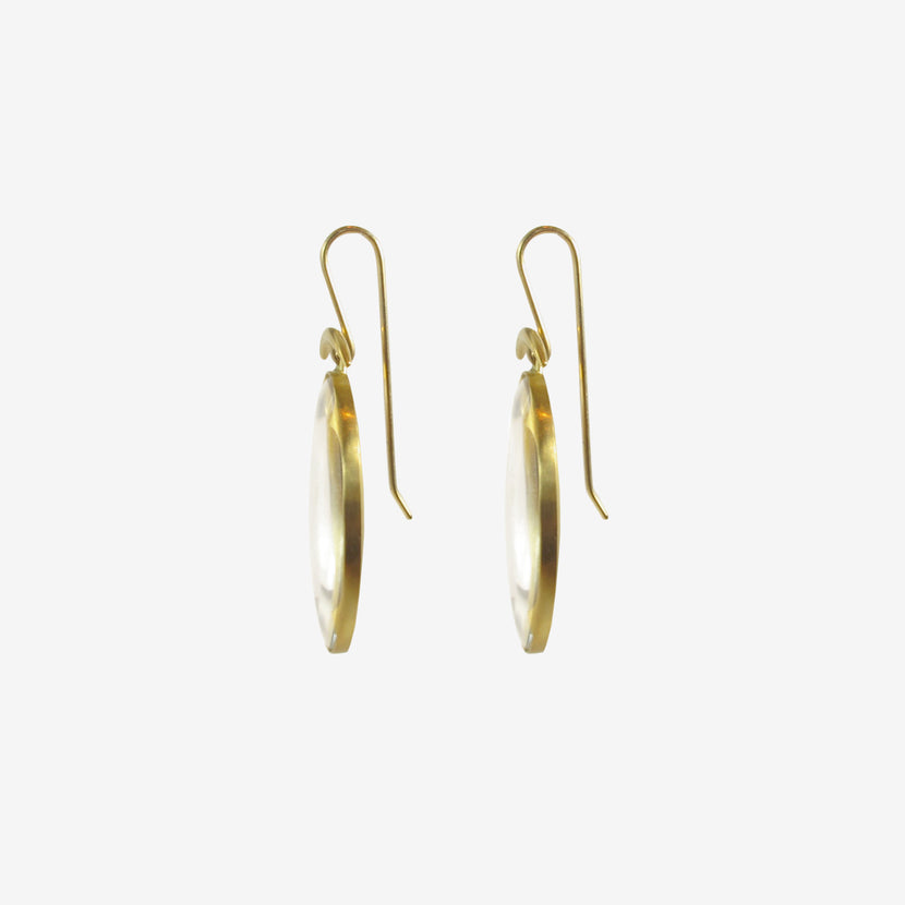 GABRIELLA KISS 18K & SMALL CLEAR CRYSTAL LENS EARRINGS