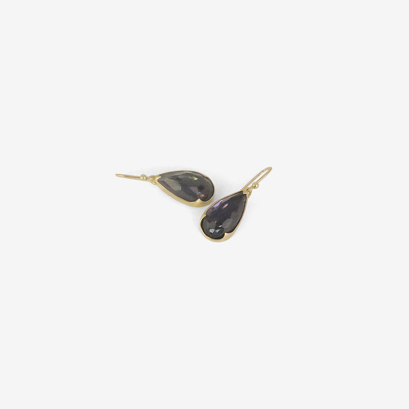 GABRIELLA KISS 18K & ELONGATED PEAR-SHAPED AMETHYST-OVER-HEMATITE EARRINGS