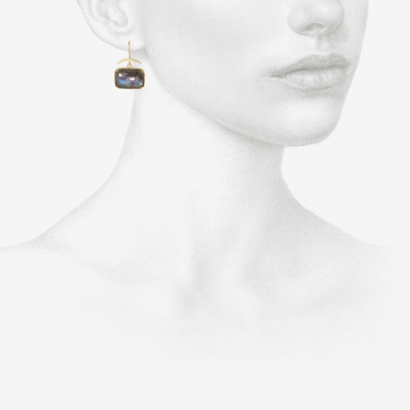 GABRIELLA KISS 18K & HORIZONTAL CUSHION-SHAPED LABRADORITE EARRINGS