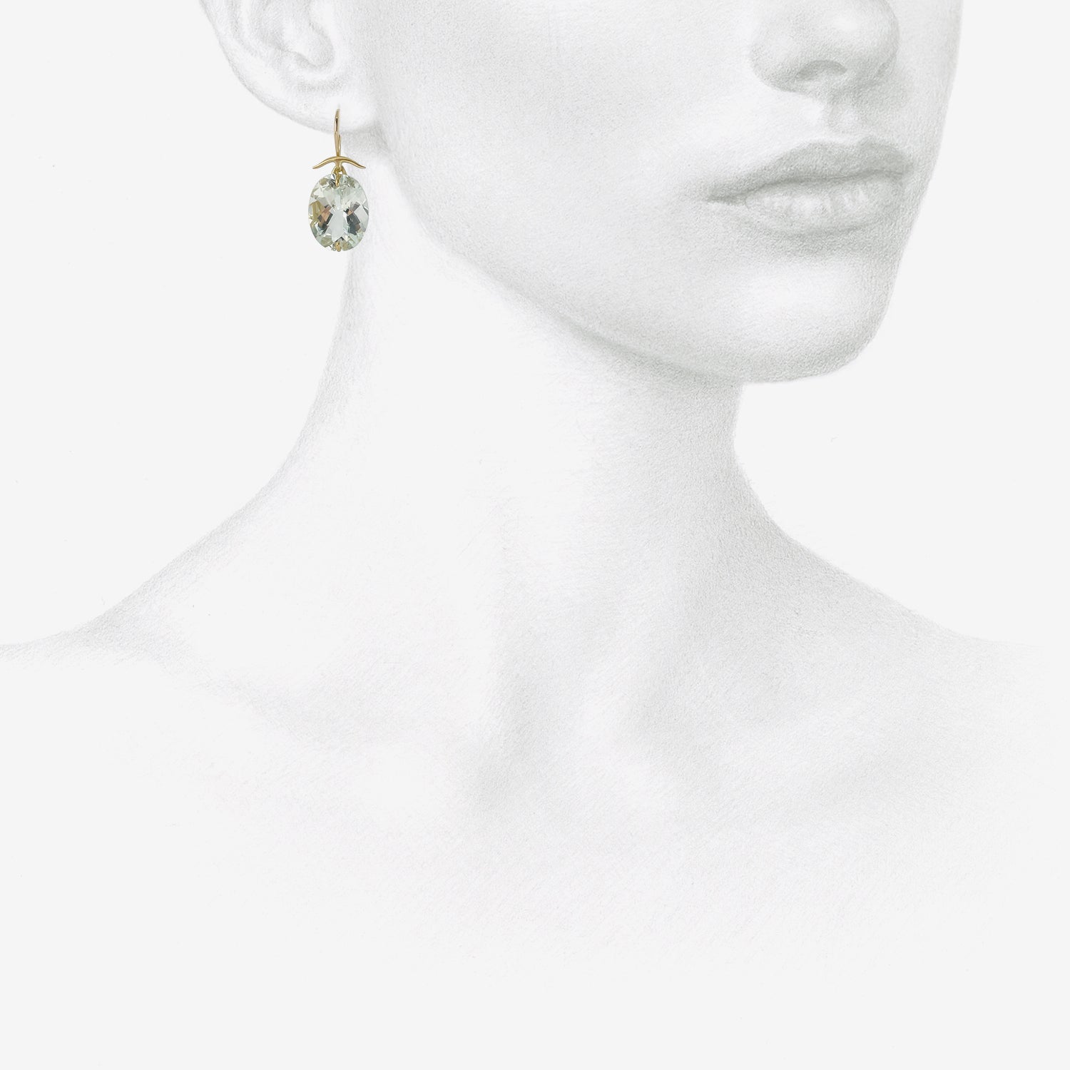 GABRIELLA KISS 18K & OVAL FACETED GREEN AMETHYST EARRINGS
