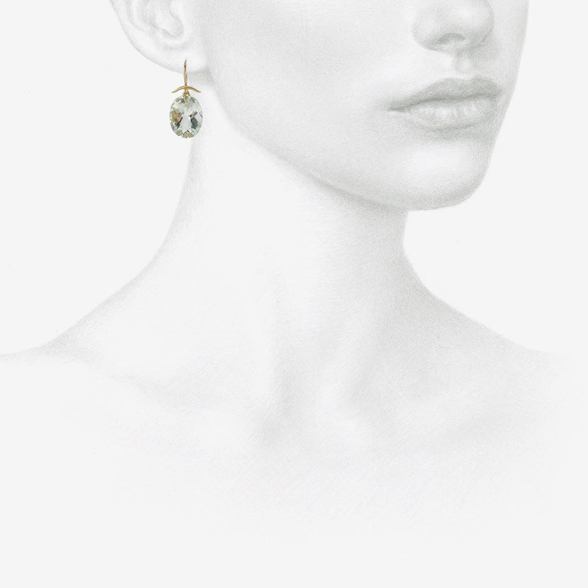 GABRIELLA KISS 18K & OVAL FACETED GREEN AMETHYST EARRINGS
