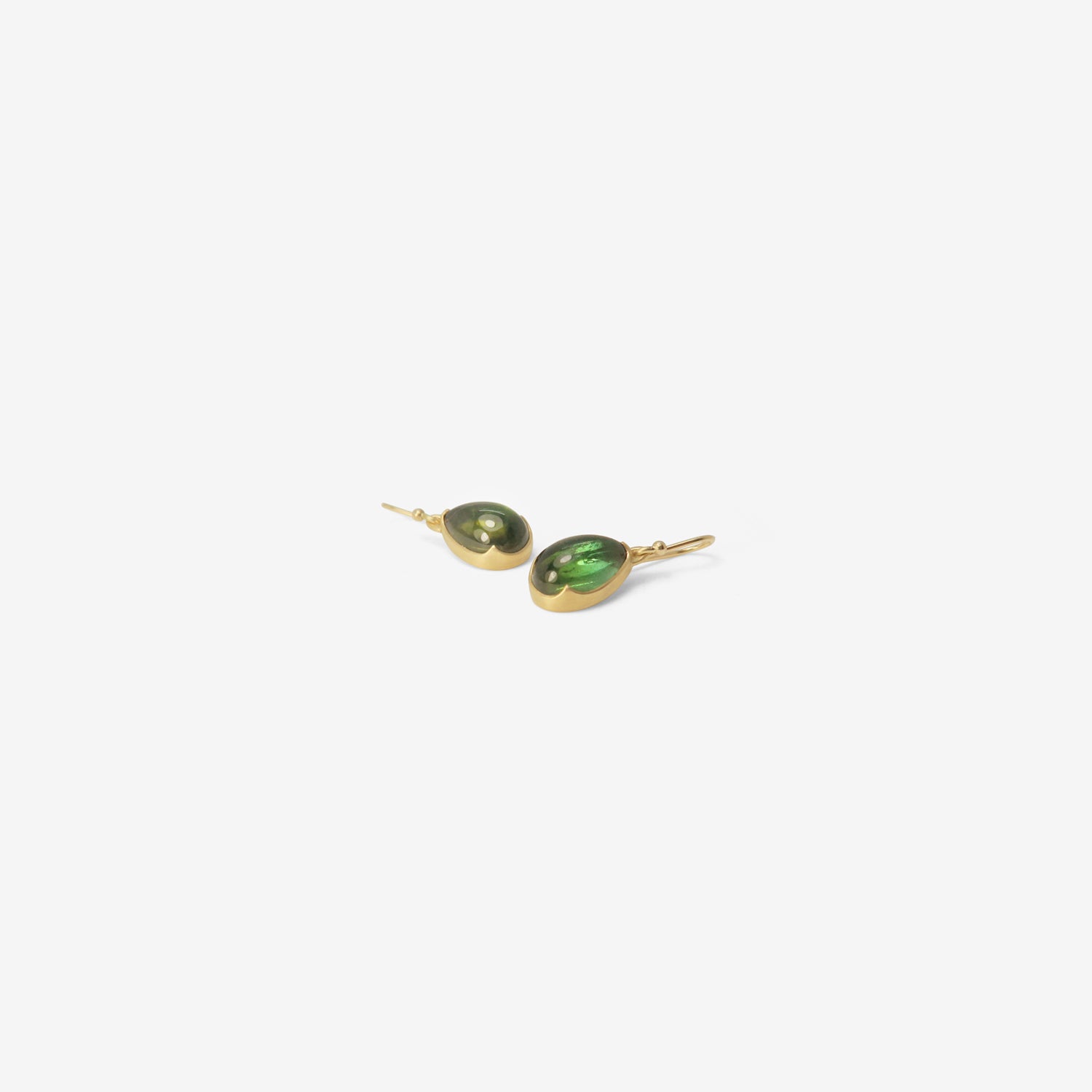 GABRIELLA KISS 18K & SMALL PEAR-SHAPED GREEN TOURMALINE CABOCHON EARRINGS