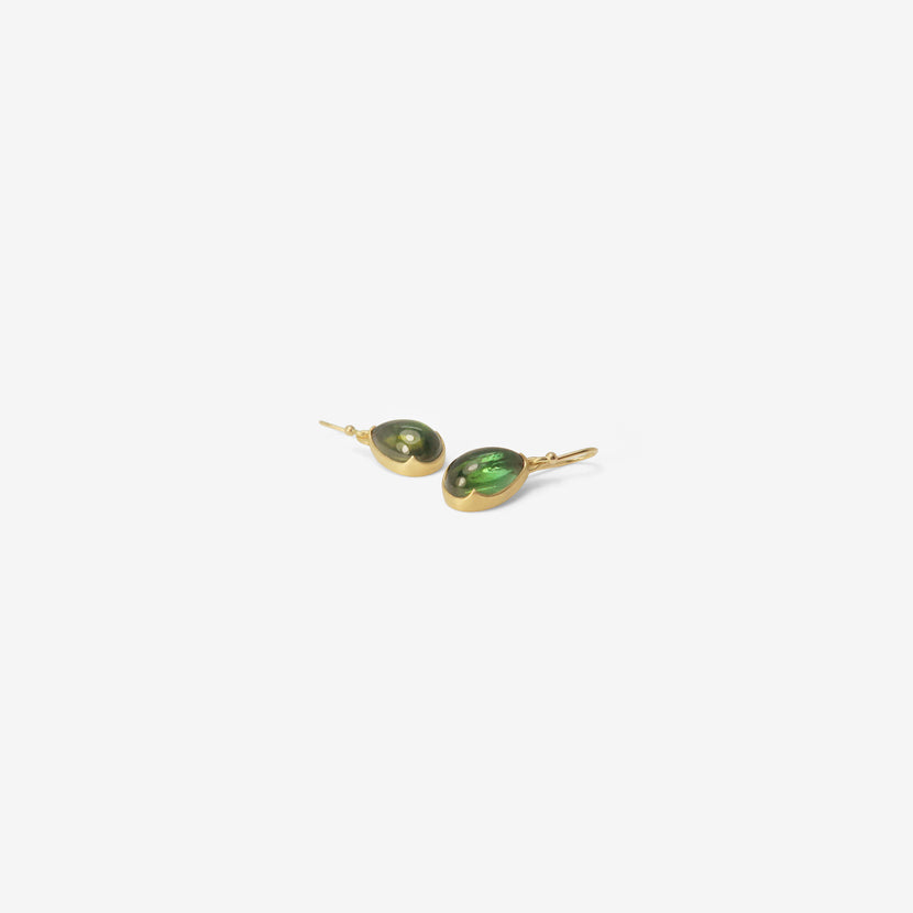 GABRIELLA KISS 18K & SMALL PEAR-SHAPED GREEN TOURMALINE CABOCHON EARRINGS