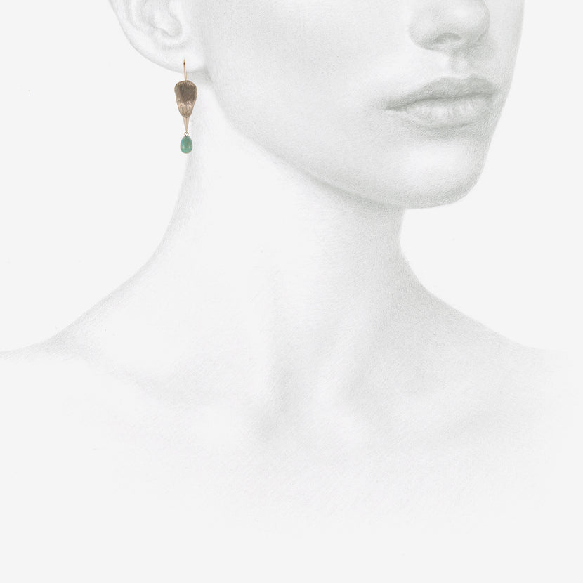 GABRIELLA KISS STERLING SILVER BIRD HEAD EARRINGS WITH TURQUOISE DROPS
