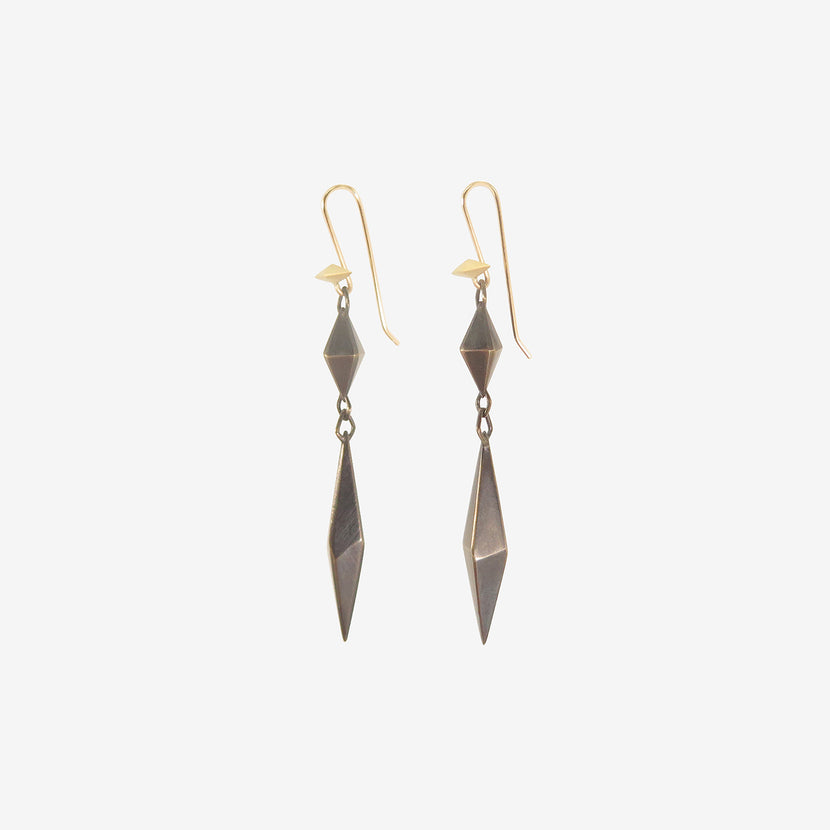 GABRIELLA KISS 18K & OXIDIZED BRONZE THREE-PIECE CHISELED LINK EARRINGS