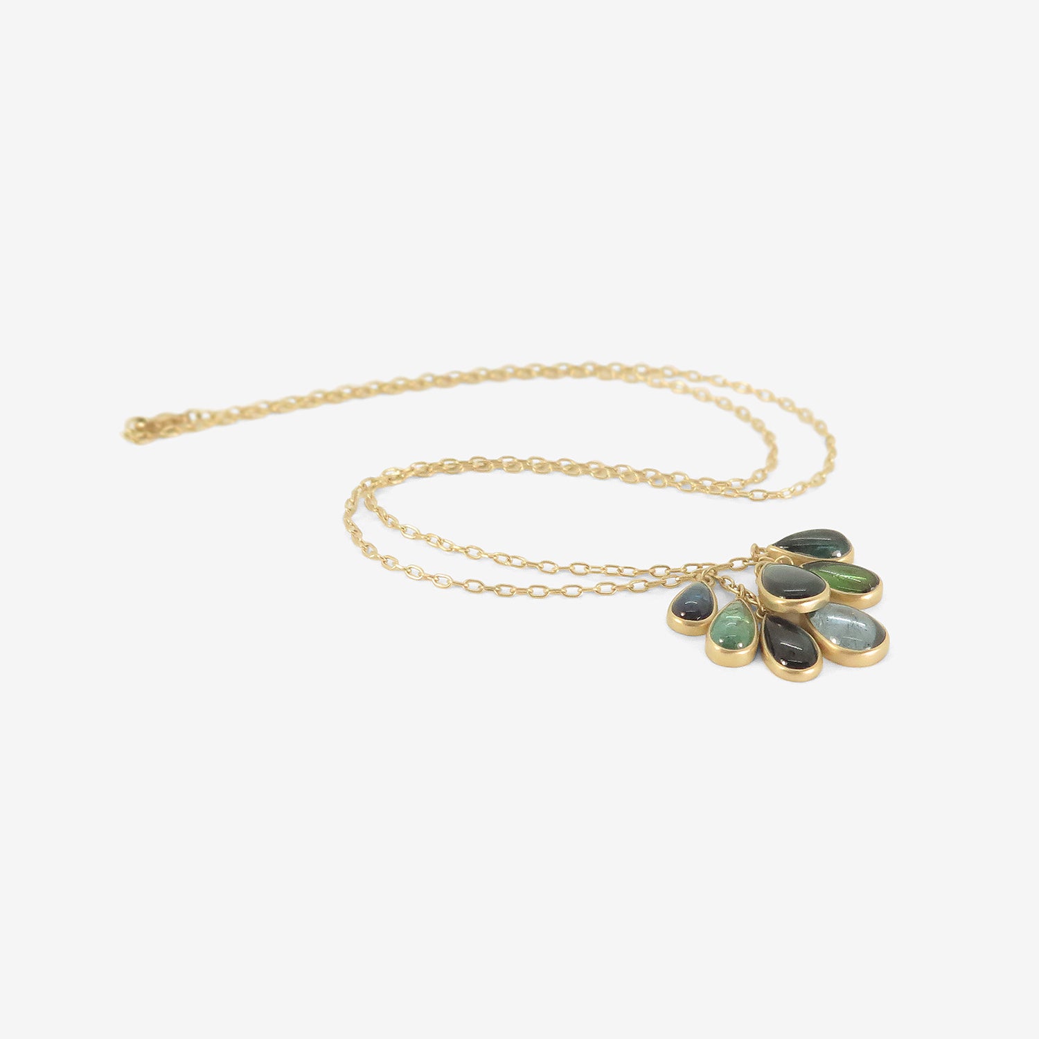 LOLA BROOKS 18K & BLUE AND GREEN TOURMALINE TASSEL-FRINGE NECKLACE