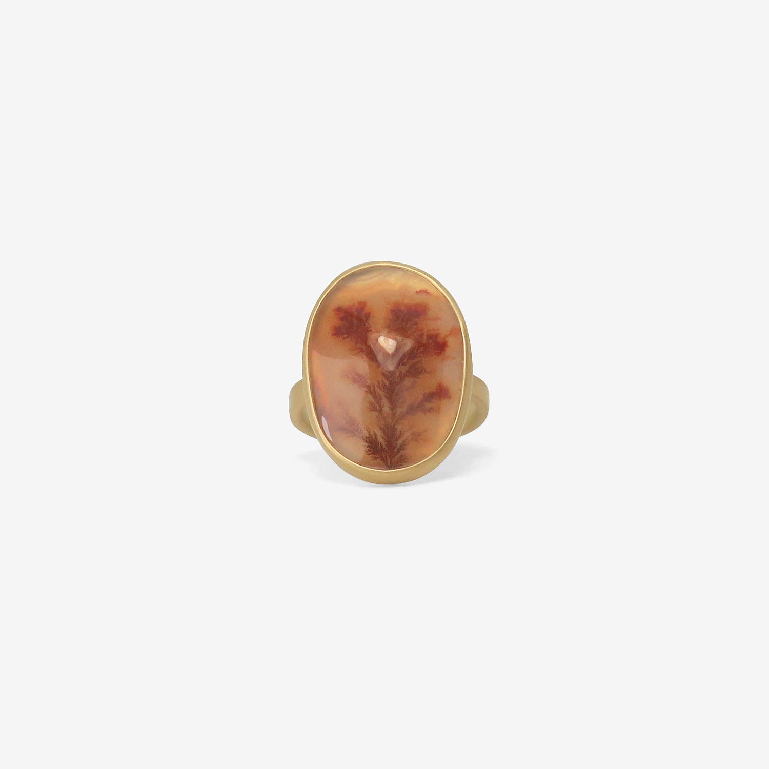 LOLA BROOKS 18K & OVAL DENDRITIC AGATE RING, 8.76CT