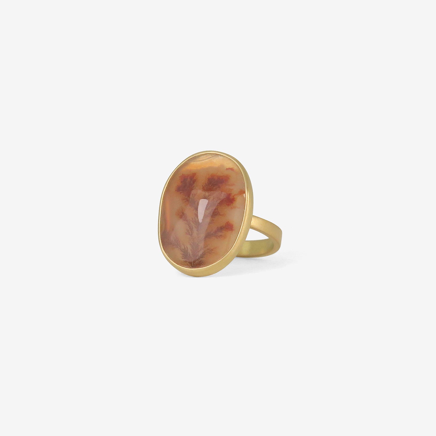 LOLA BROOKS 18K & OVAL DENDRITIC AGATE RING, 8.76CT