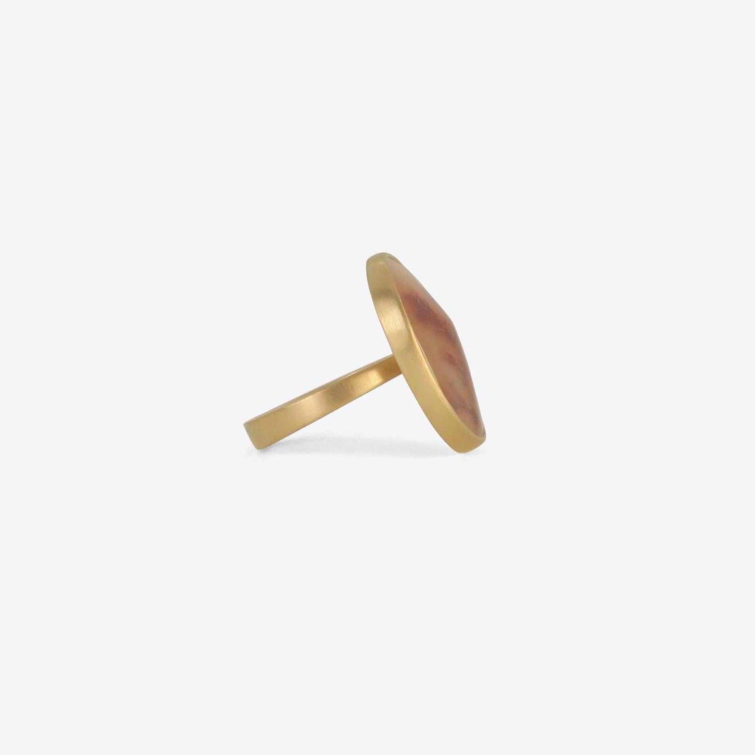 LOLA BROOKS 18K & OVAL DENDRITIC AGATE RING, 8.76CT