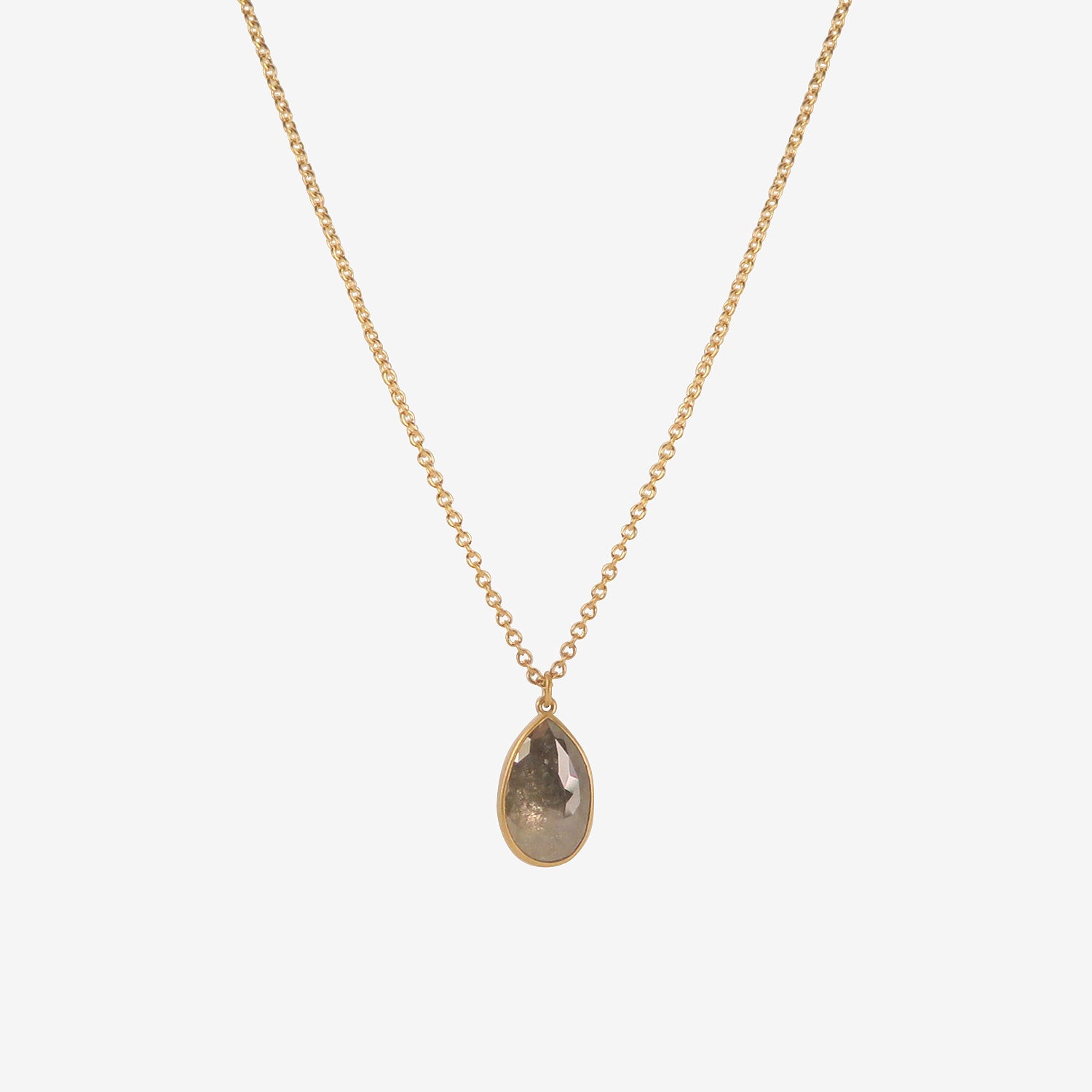 LOLA BROOKS 18K & LARGE LUMINOUS GREY DIAMOND TEARDROP PENDANT, 6.84CT
