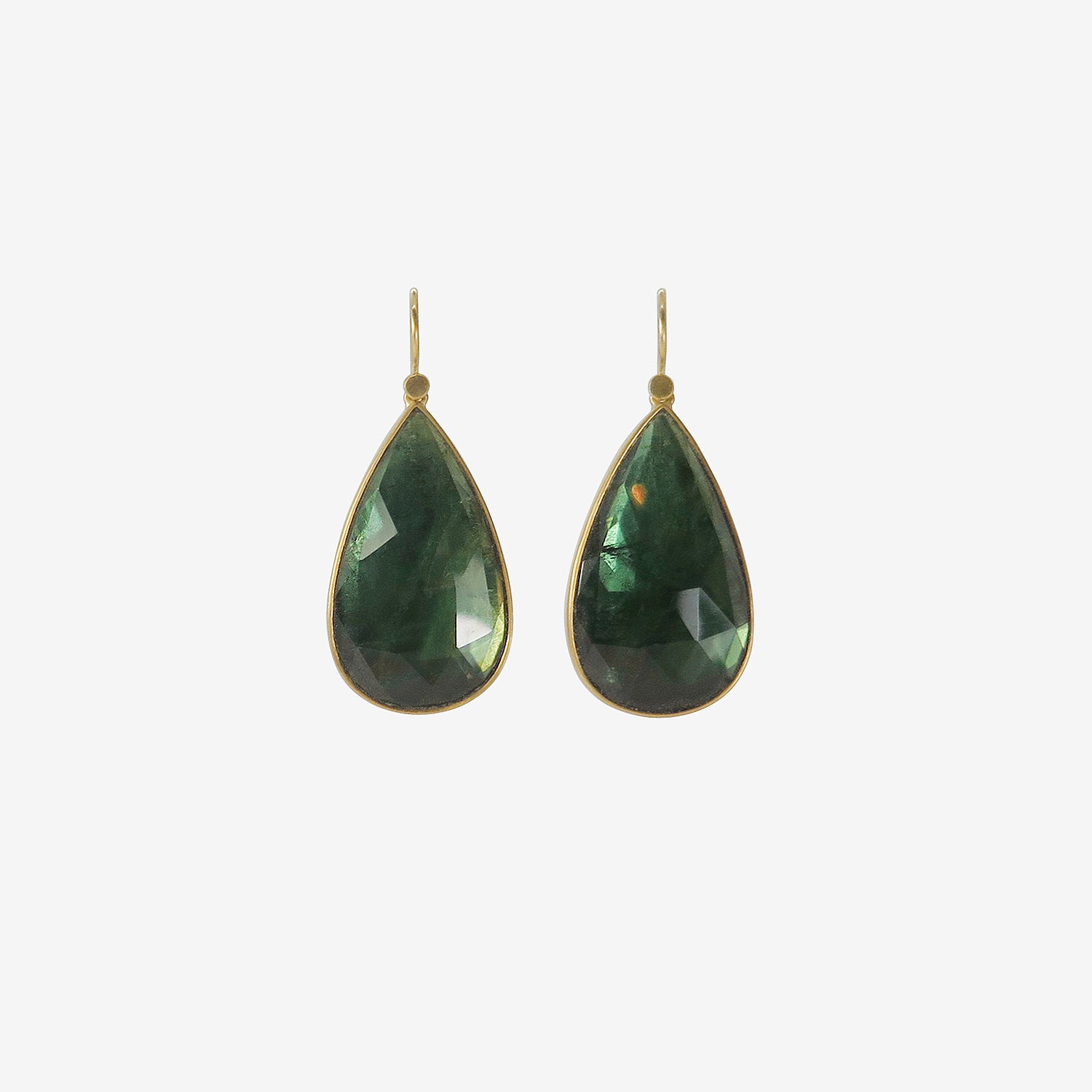 LOLA BROOKS 18K & LARGE PEAR-SHAPED GREEN TOURMALINE DROP EARRINGS, 30.03CT