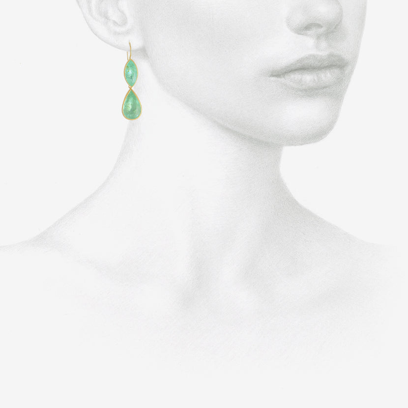 LOLA BROOKS 18K & MISMATCHED PARAIBA TOURMALINE DOUBLE DROP EARRINGS