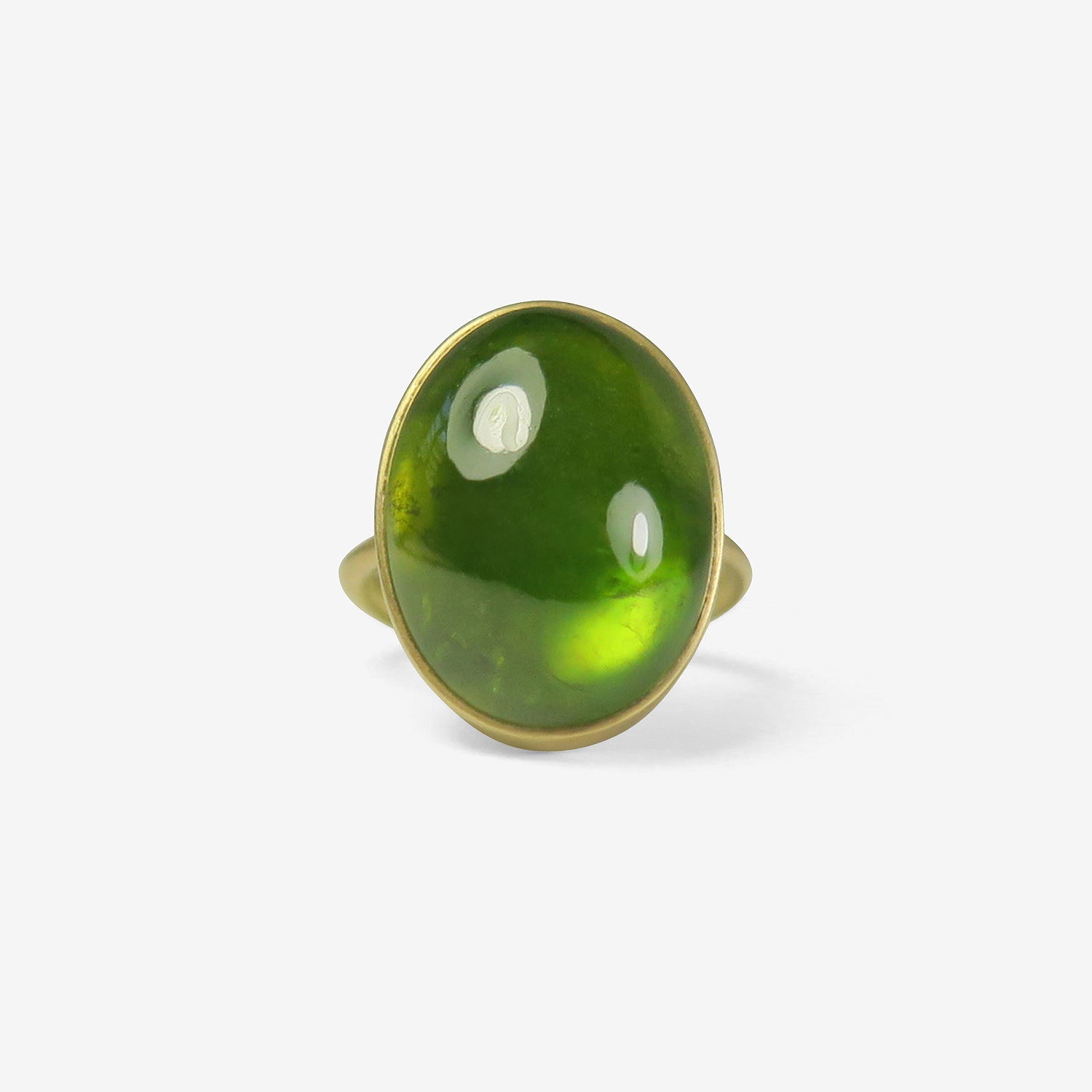LOLA BROOKS 18K & OVAL GREEN TOURMALINE RING, 20.57CT