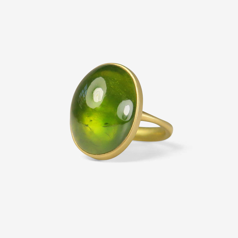 LOLA BROOKS 18K & OVAL GREEN TOURMALINE RING, 20.57CT