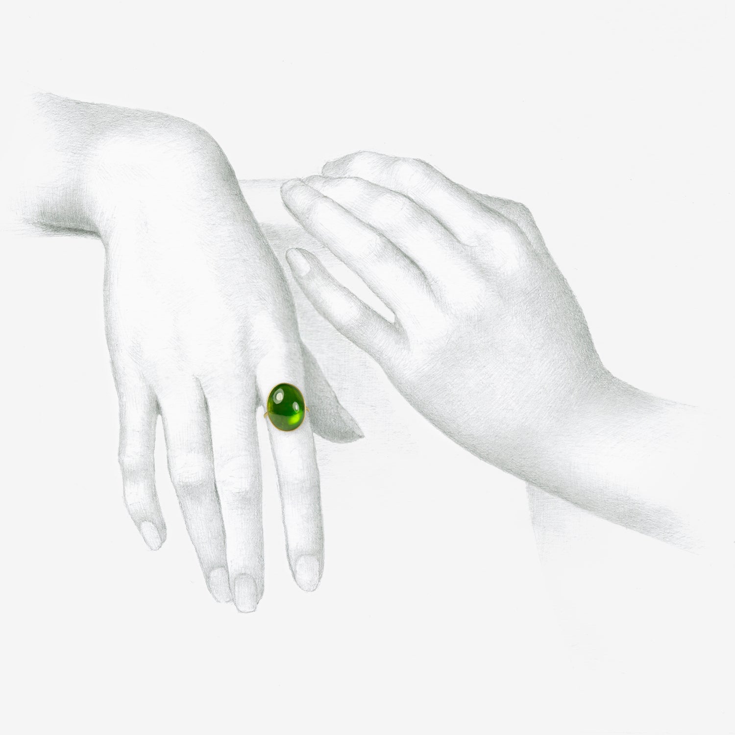 LOLA BROOKS 18K & OVAL GREEN TOURMALINE RING, 20.57CT
