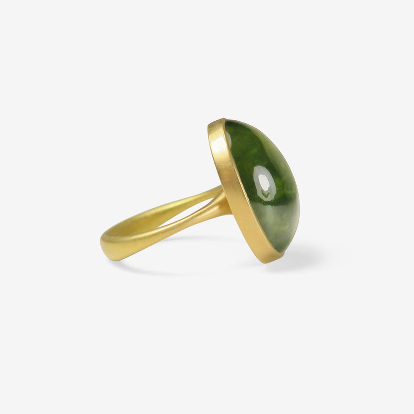 LOLA BROOKS 18K & OVAL GREEN TOURMALINE RING, 20.57CT