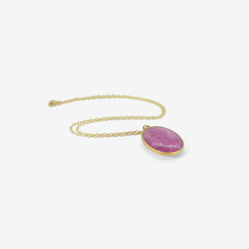 LOLA BROOKS 18K & OVAL PINK TOURMALINE PENDANT, 16.51CT