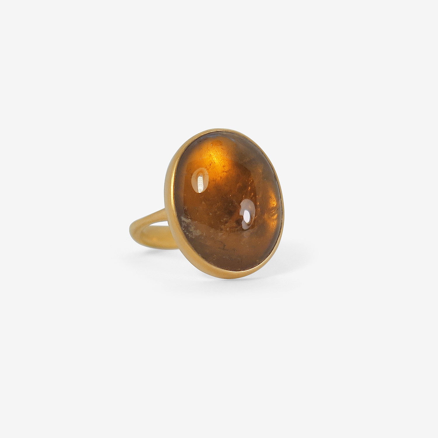 LOLA BROOKS 18K & OVAL HONEY TOURMALINE RING, 14.89CT