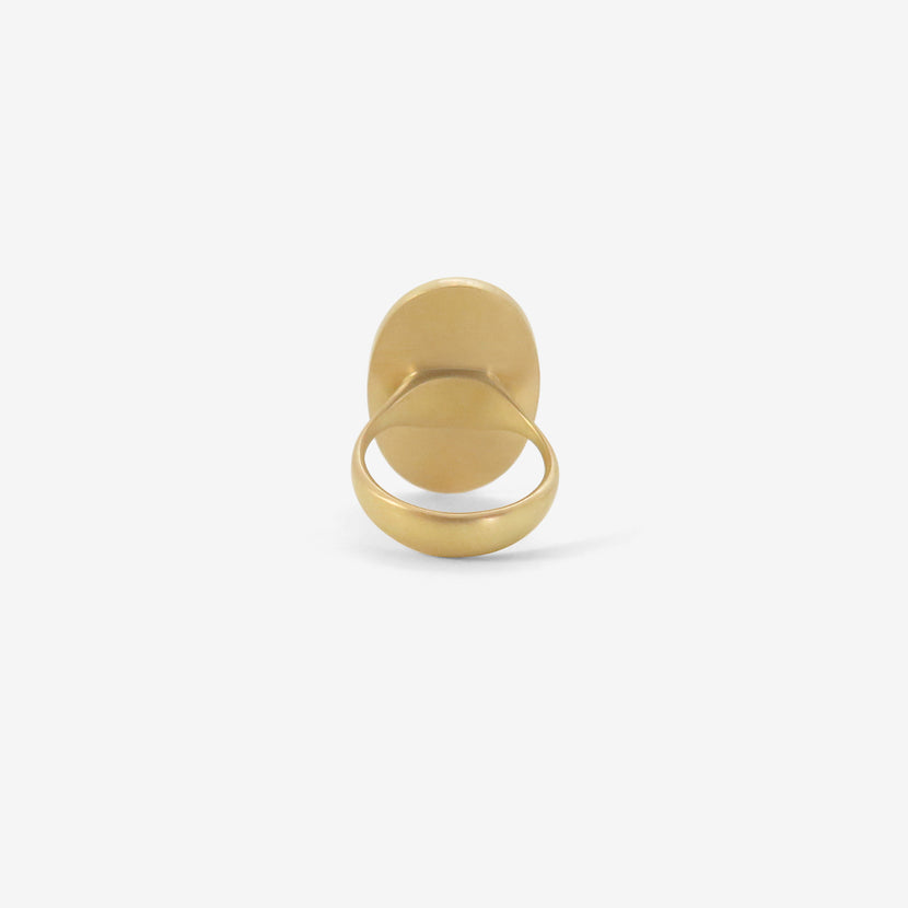 LOLA BROOKS 18K & OVAL POWDER PINK TOURMALINE LENS RING, 14.15CT