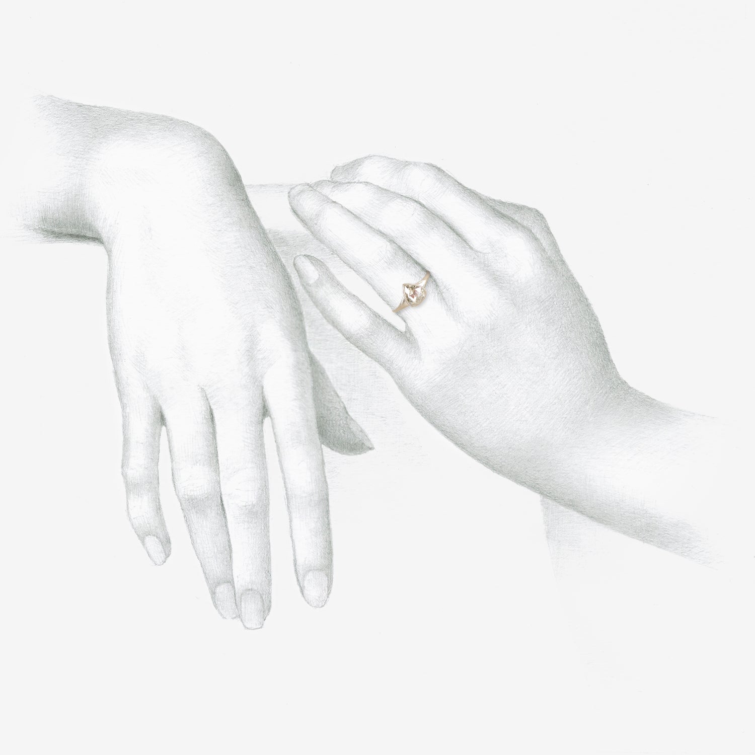 LOLA BROOKS 18K PALLADIUM & PEAR SHAPED CLEAR DIAMOND RING, 0.98CT